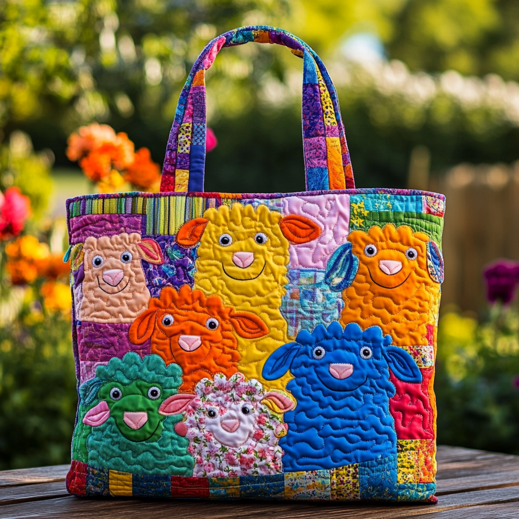 Sunny Sheep Quilted Tote Bag Best Tote Bags For Women Sheep Themed Gifts