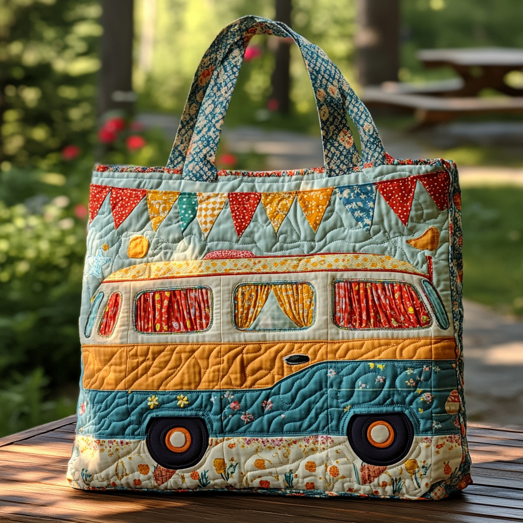 Sunny Trip Quilted Tote Bag Most Popular Shoulder Bags Camping Themed Presents
