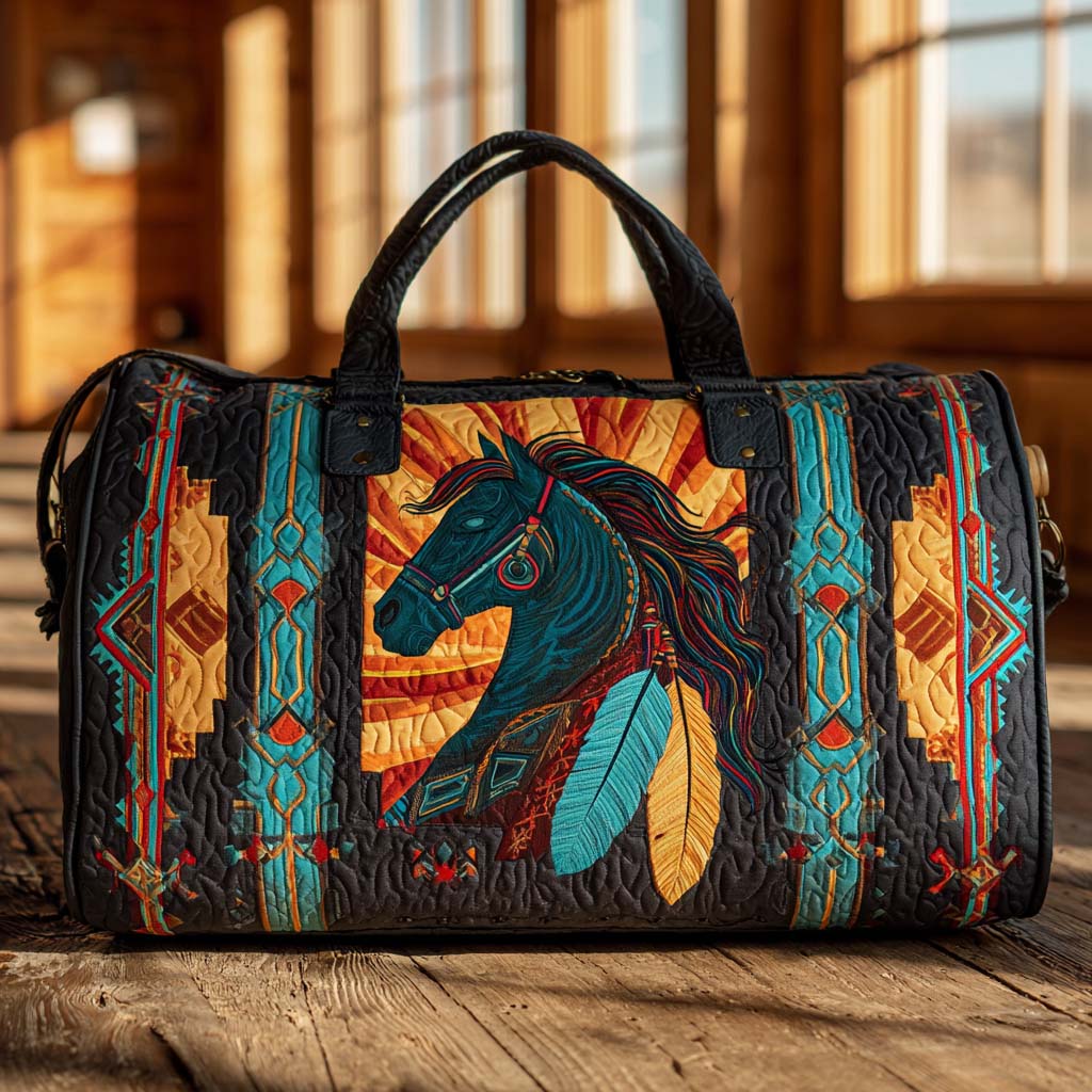 Sunrise Horse Quilted Duffle Bag Women's Weekender Duffel Bag Birthday Gifts For Her