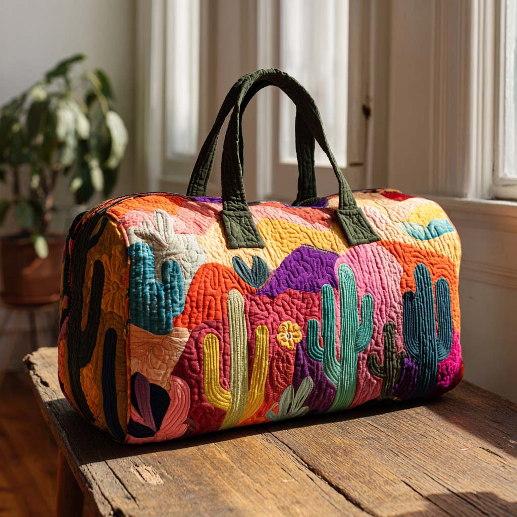 Sunset Cactus Quilted Duffle Bag Best Gym Duffle Bag Mother's Day Gifts For Wife
