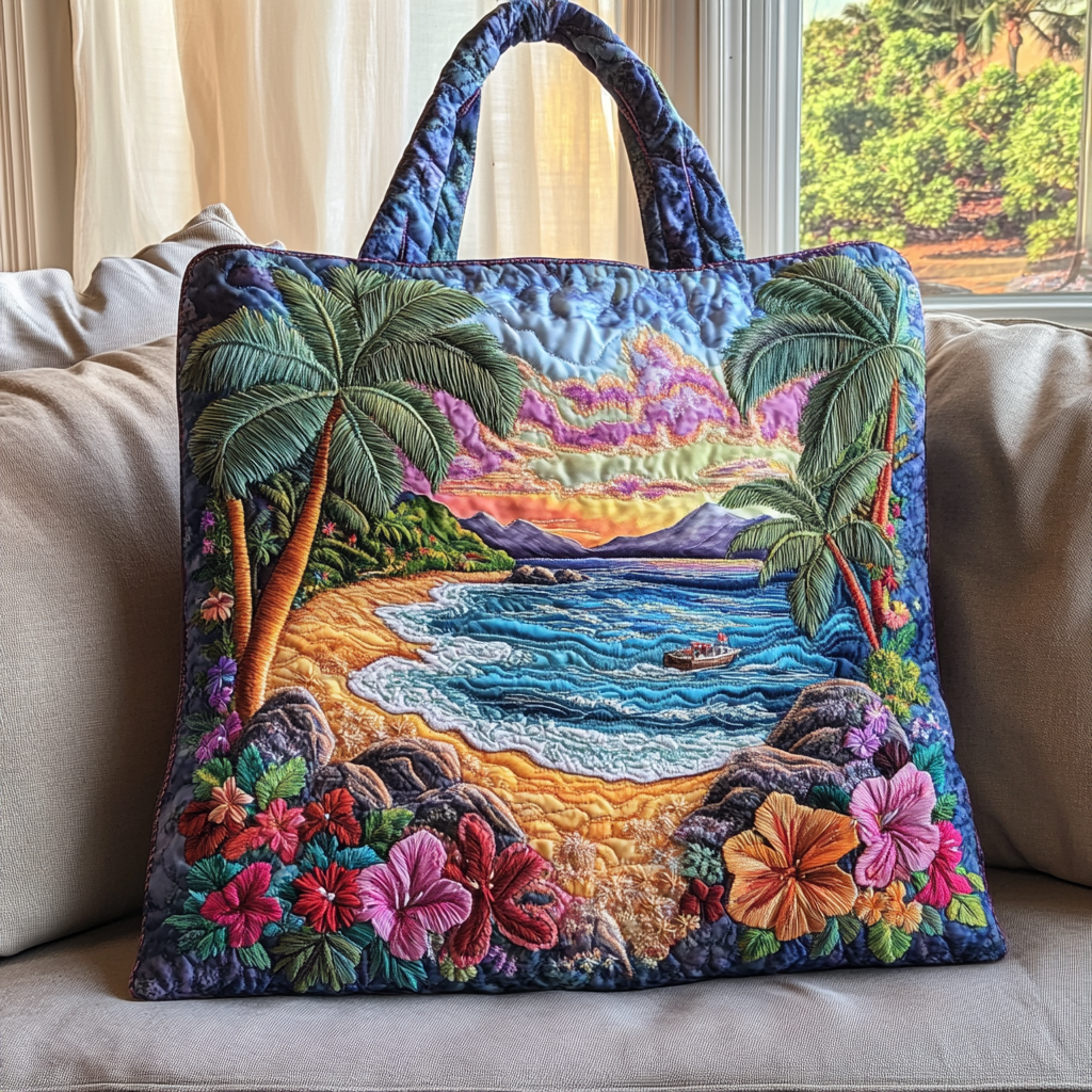 Sunset Cove Quilted Tote Bag Shoulder Bag Unique Beach Gifts