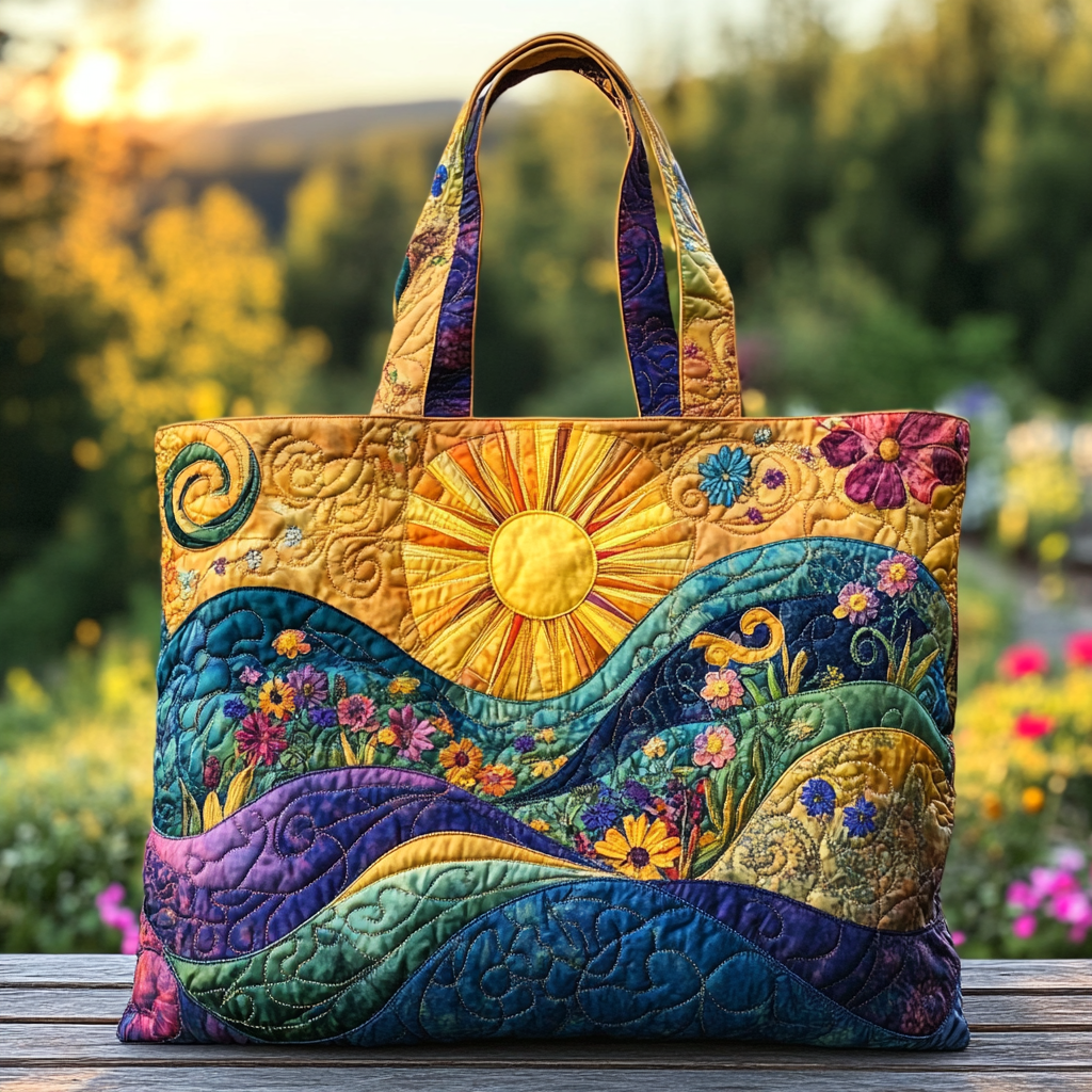 Sunset Flow Quilted Tote Bag Best Handbag For Everyday Use Mother's Day Gifts For Friends