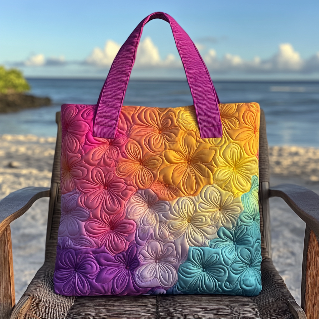 Sunset Petals Quilted Tote Bag Large Tote Bag Best Gifts For The Beach Lover
