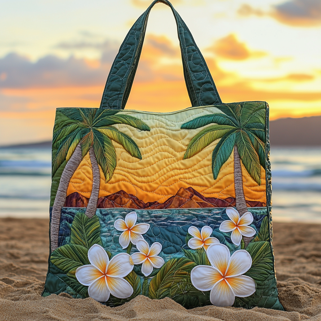 Sunset Tropic Quilted Tote Bag Shoulder Handbag Best Gift For Beach Lover