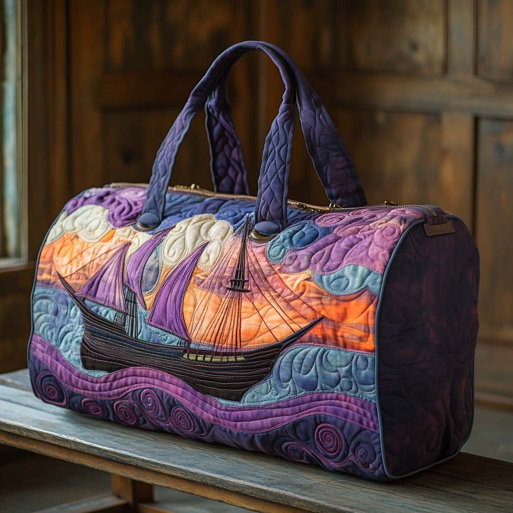 Sunset Voyage Quilted Duffle Bag Stylish Duffle Bag For Women Birthday Gift Ideas For Her