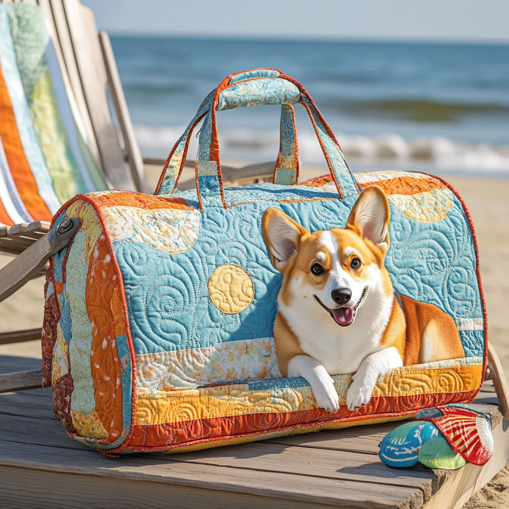 Sunshine Smile Quilted Duffle Bag Duffel Weekender Bag Perfect Gift For Dog Lovers