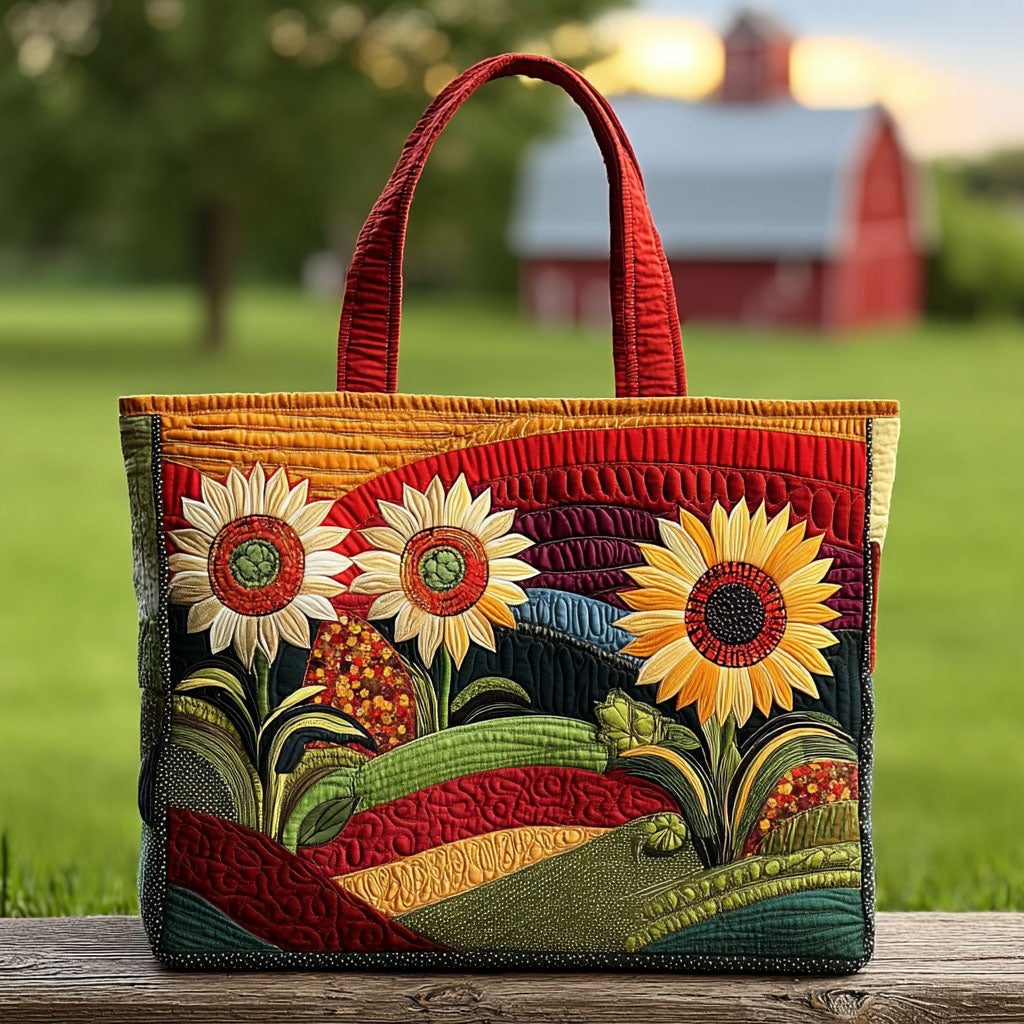 Sunshine Vista Quilted Tote Bag Best Everyday Tote Sunflower Gifts For Grandma
