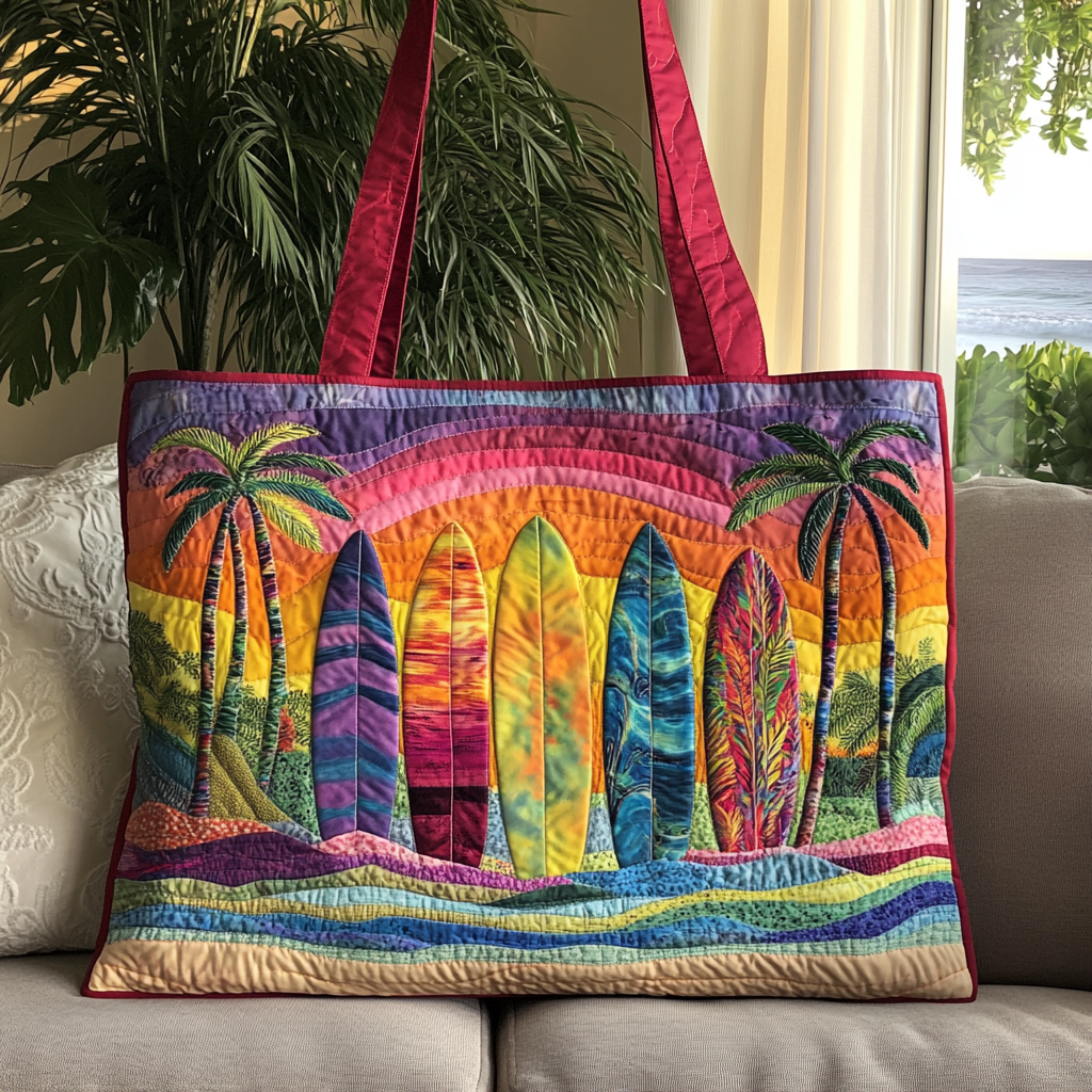 Surf Dreams Quilted Tote Bag Cute Tote Bags Summer Beach Themed Stuff