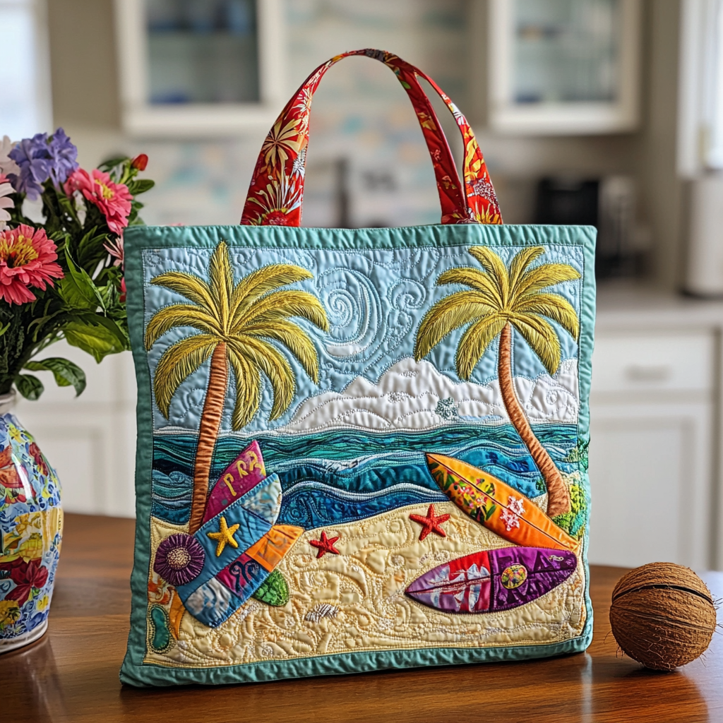 Surfside Day Quilted Tote Bag Tote Bags For Women Unique Gifts For Ocean Lovers