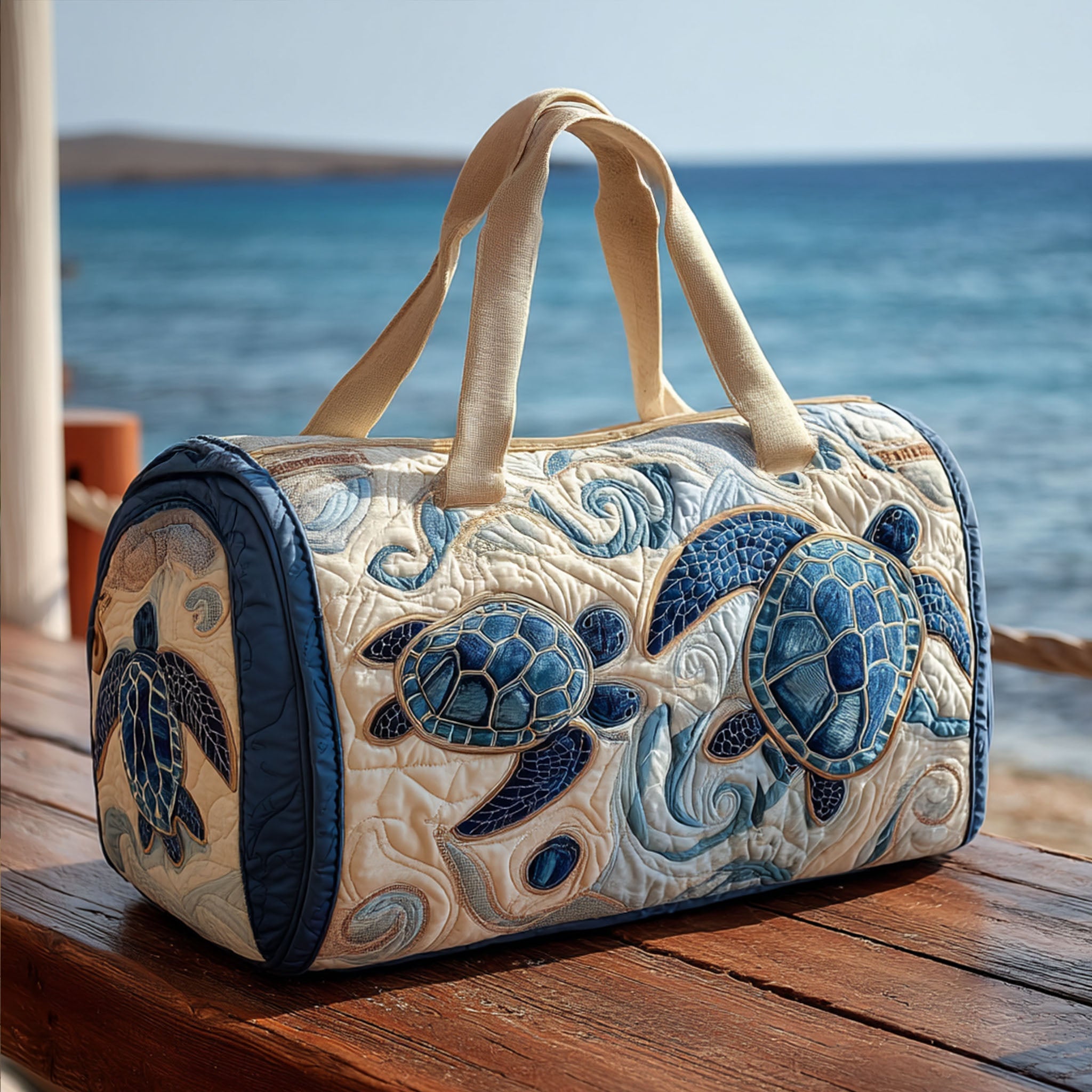 Swirl of Shells Quilted Duffle Bag Best Duffel Bag For Women Sea Turtle Stuff