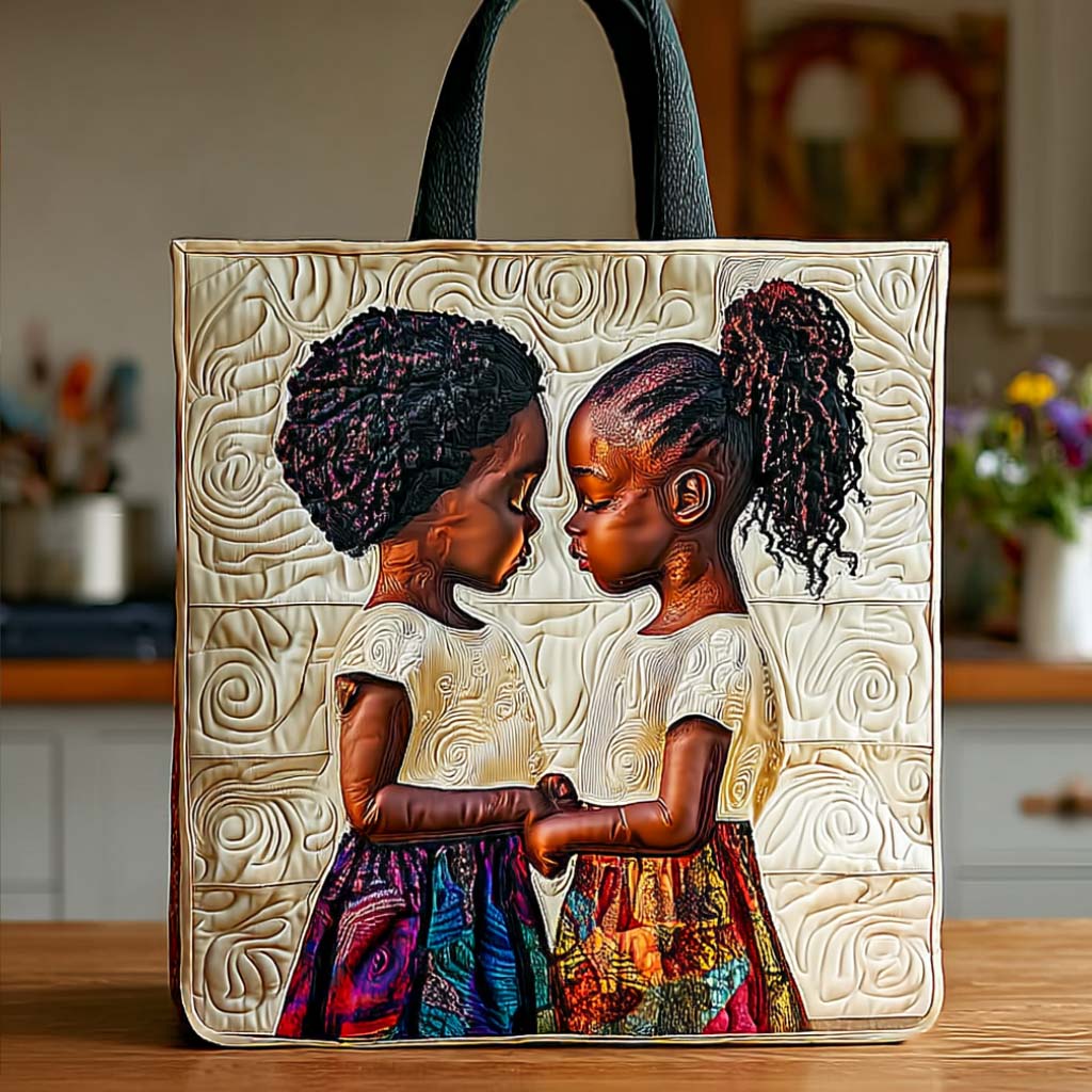 Tender Moments Quilted Tote Bag Nice Tote Bags Melanin Themed Gifts - Image 3