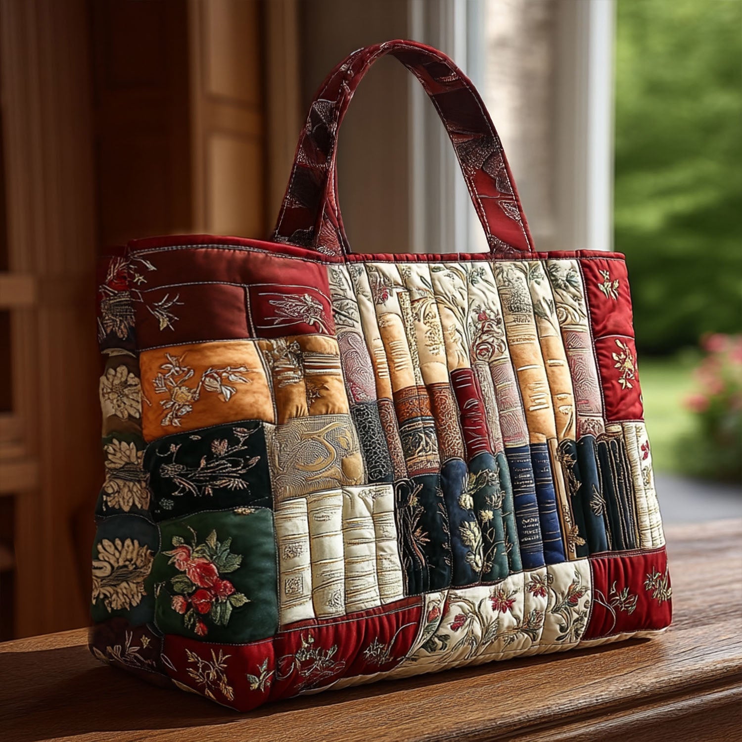 The Bookworms Retreat Quilted Tote Bag Trendy Shoulder Bags Book Presents For Women