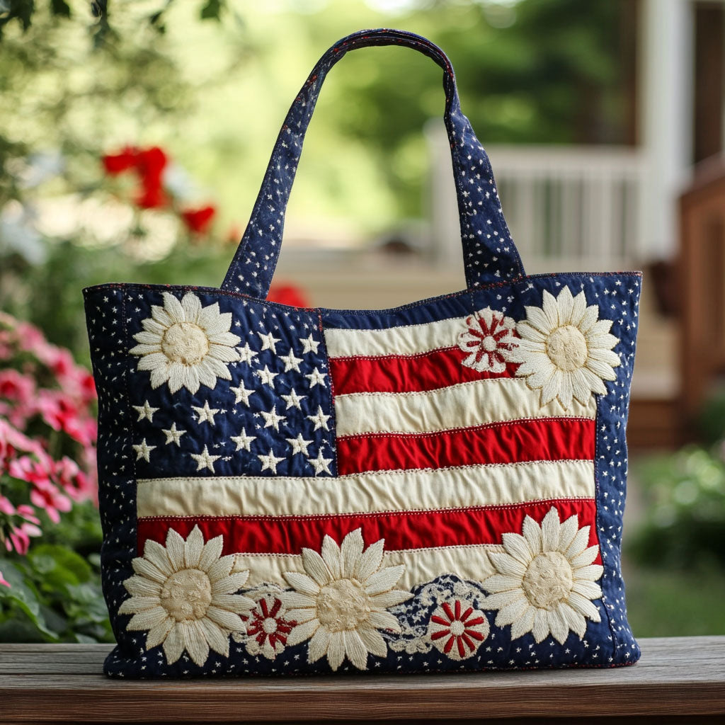 The Daisy Flag Quilted Tote Bag Nice Tote Bags Unique Patriotic Gifts