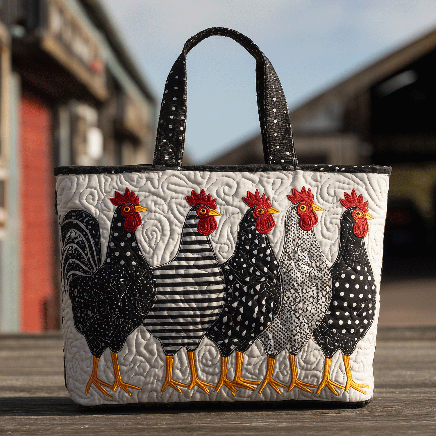The Fancy Flock Quilted Tote Bag Shoulder Bag Gifts For People With Chickens