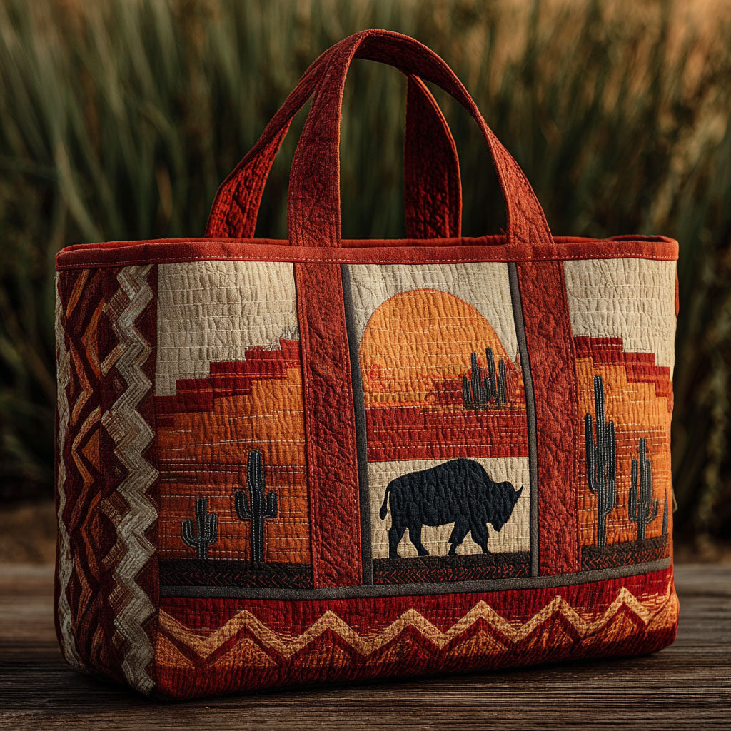 The Great Herd Quilted Tote Bag Large Tote Bag Old Western Gifts