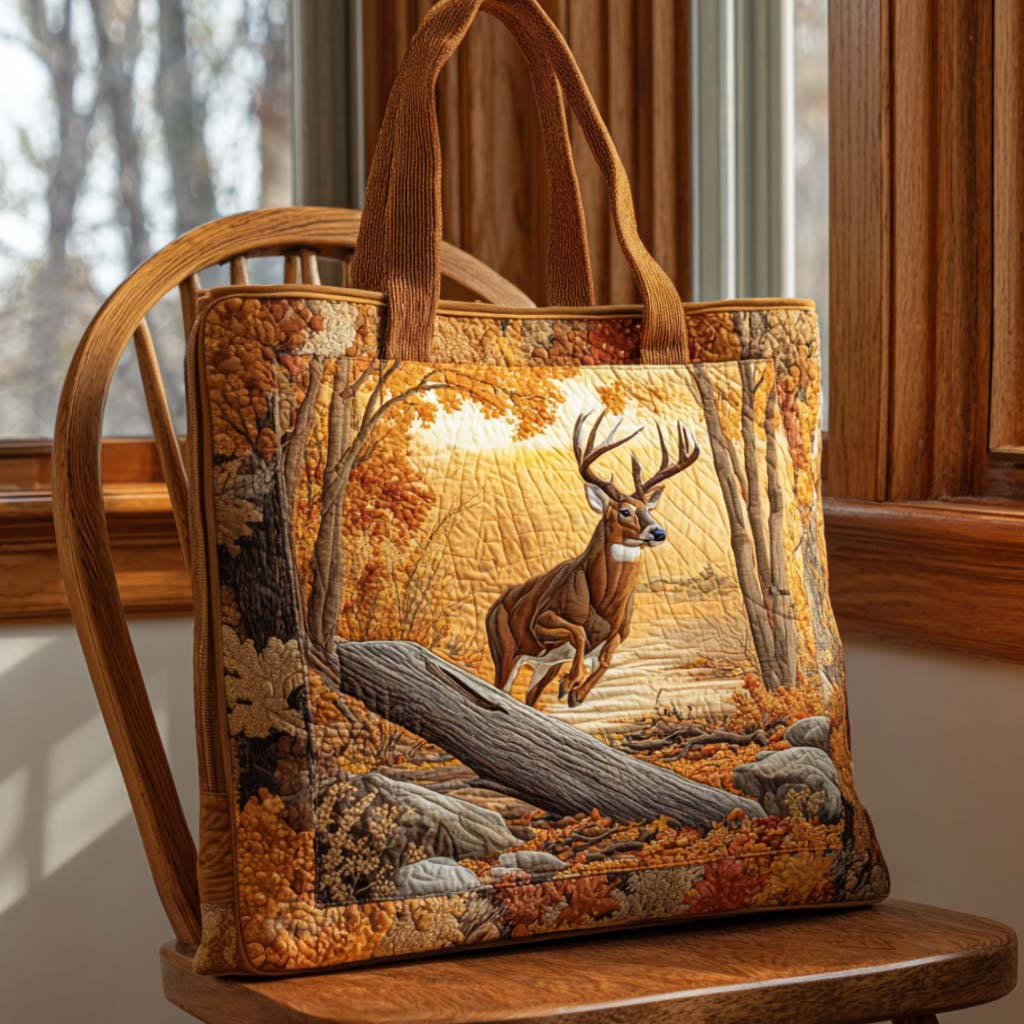 Timber Dream Quilted Tote Bag Best Shoulder Tote Bag Deer Gifts For Him