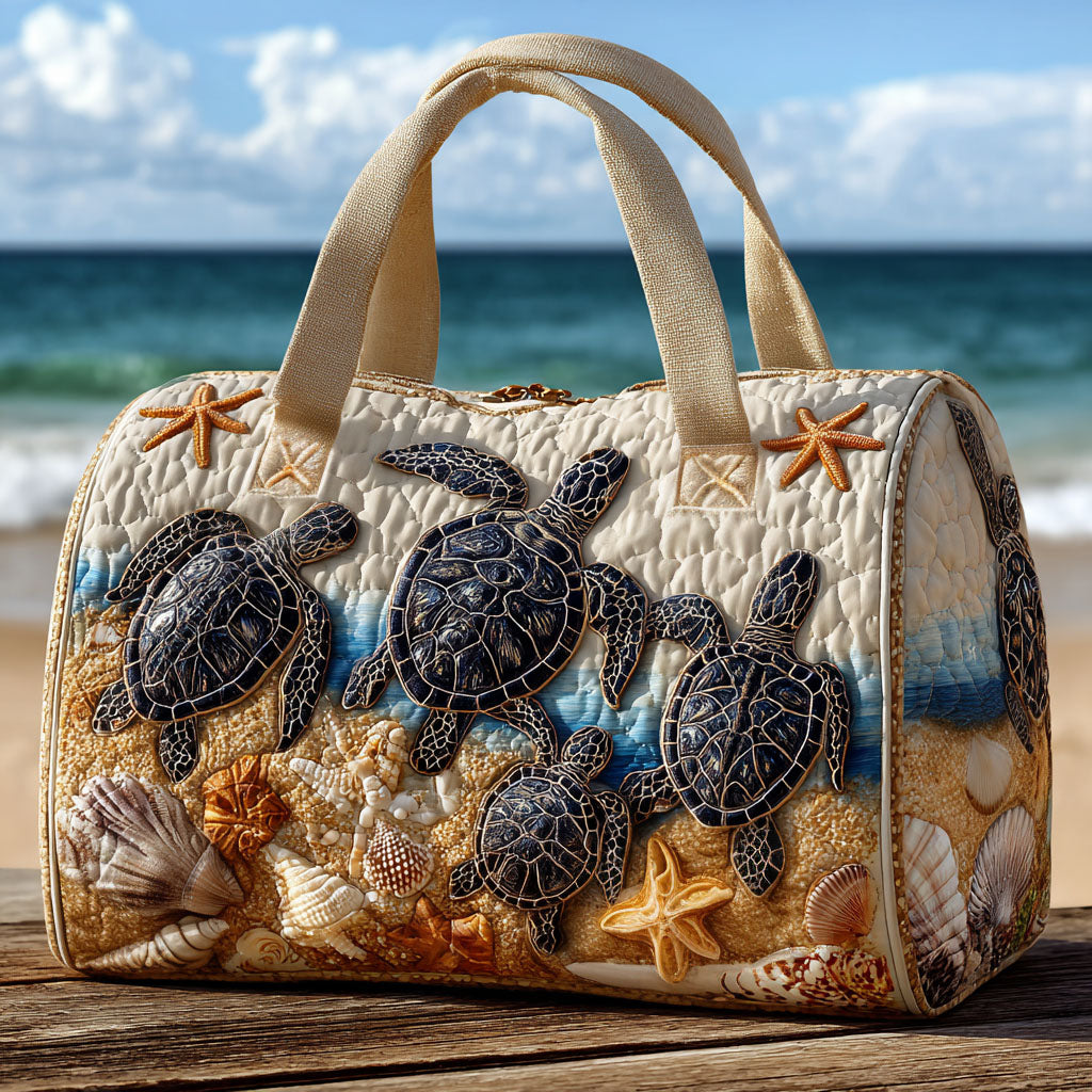 Tiny Steps Quilted Duffle Bag Cute Duffel Bags Women Sea Turtle Gift Ideas For Her