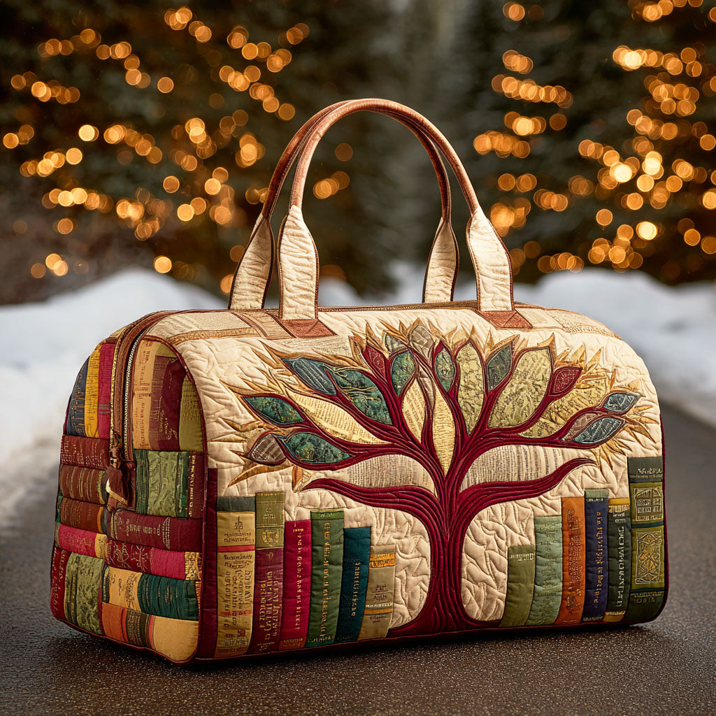 Tree of Knowledge Quilted Duffle Bag Women's Travel Duffel Bags Birthday Presents For Book Lovers