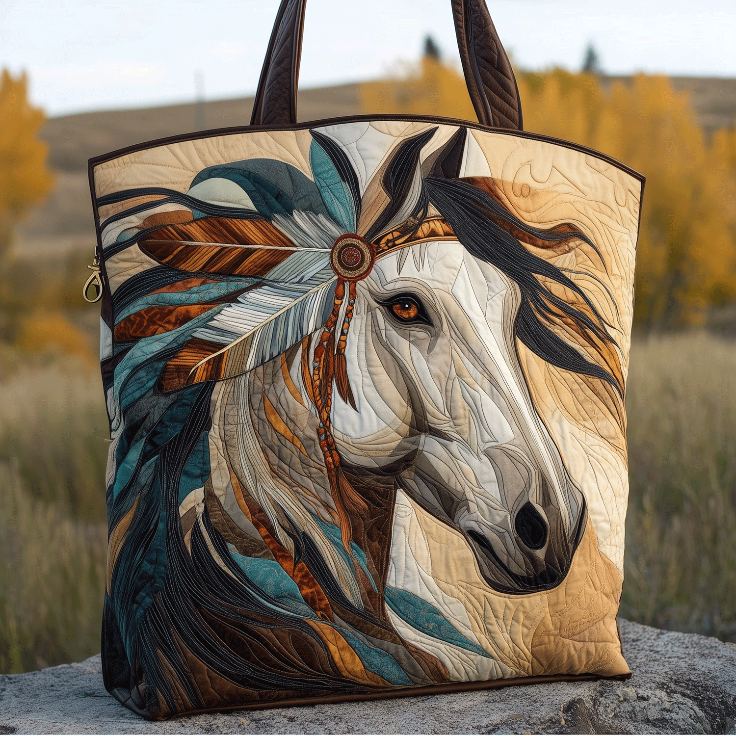 Tribal Horse Power Quilted Tote Bag Popular Totes Unique Horse Gifts For Ladies