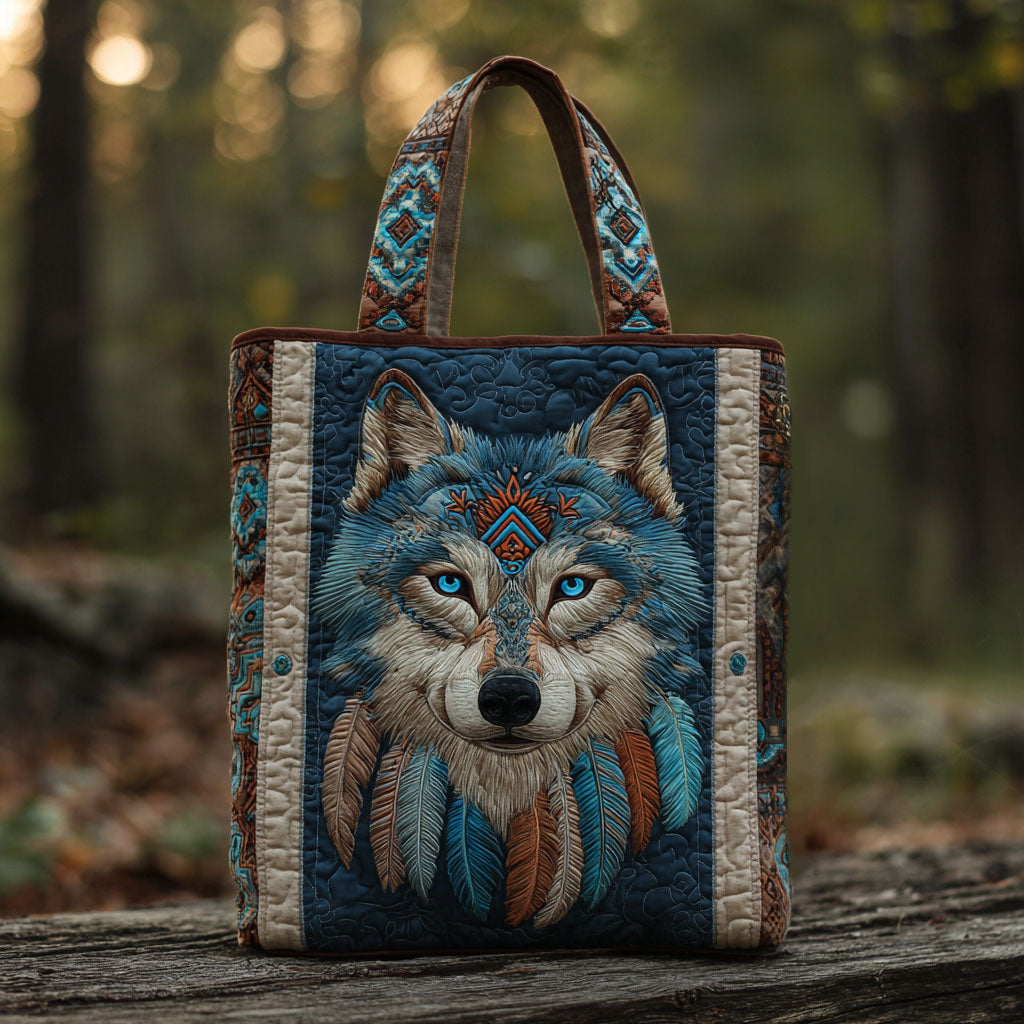 Tribal Wolf Quilted Tote Bag Everyday Tote Bag Birthday Ideas For Mother