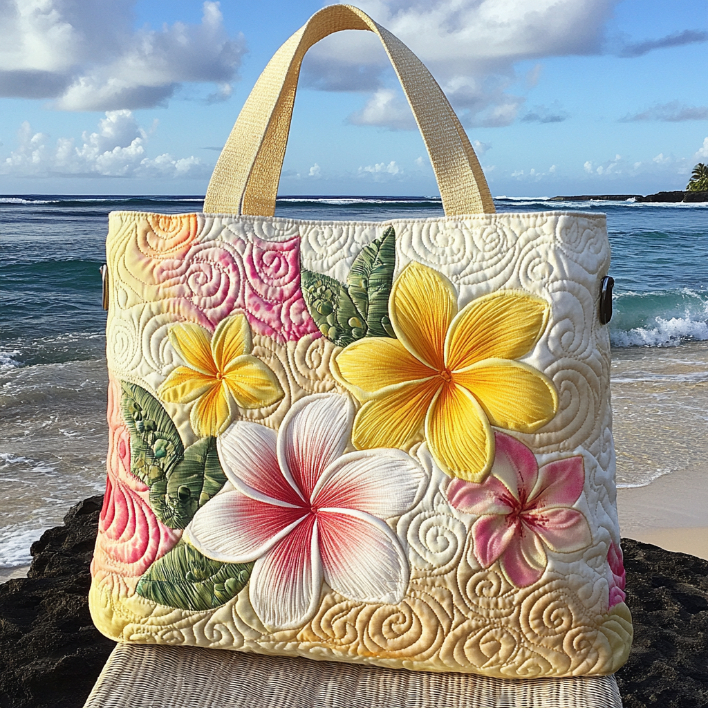 Tropical Blush Quilted Tote Bag Cute Tote Bags Good Gifts For Beach Lovers