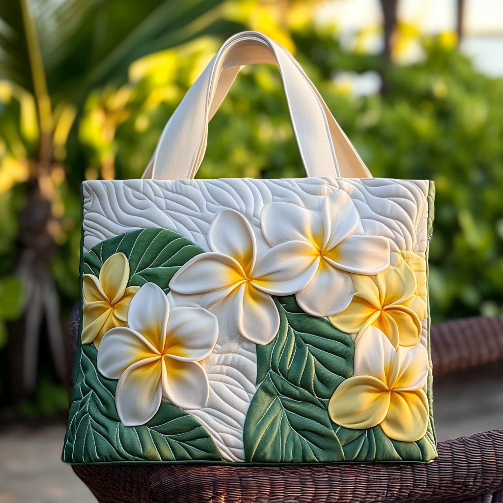 Tropical Petals Quilted Tote Bag Best Mom Tote Bag Birthday Gift For Beach Lover
