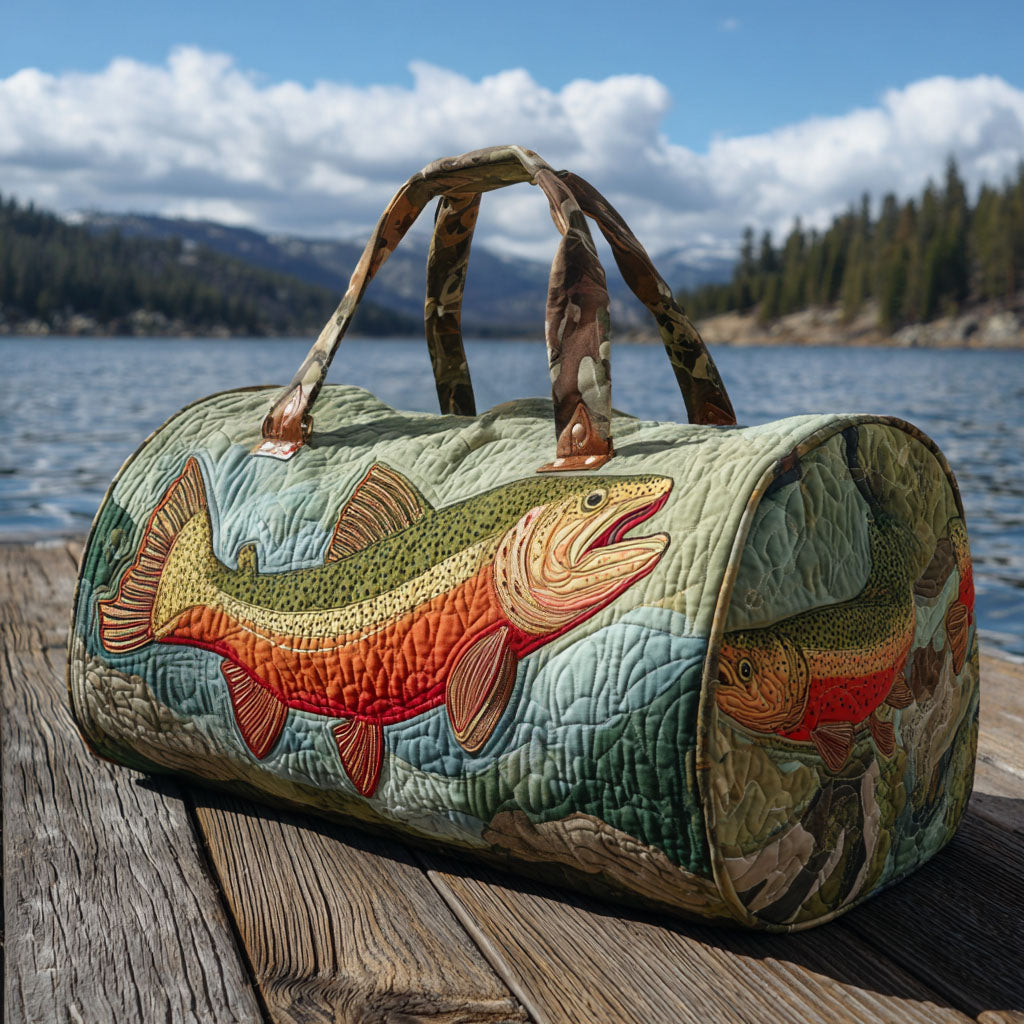Trout Spirit Quilted Duffle Bag Best Women's Weekend Duffle Bag Unique Gifts For Employees