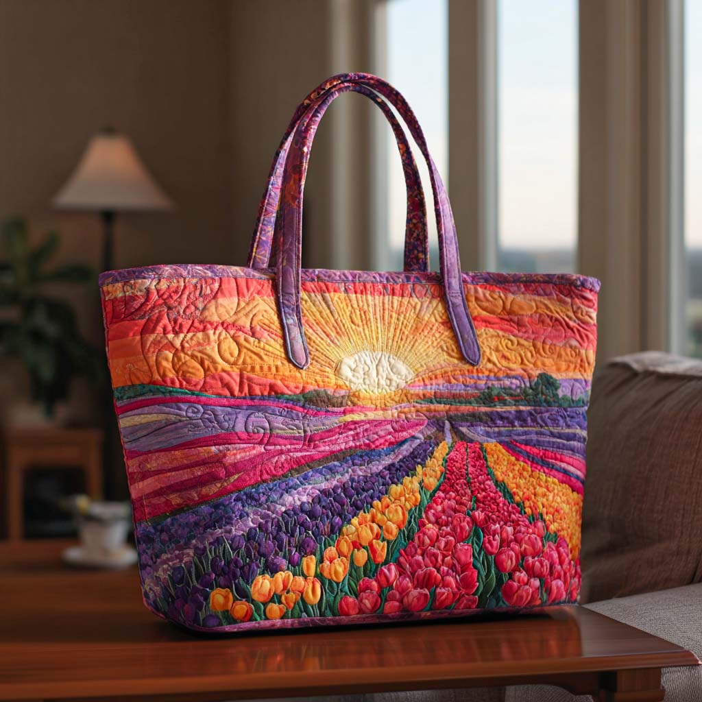 Tulip Morning Light Quilted Tote Bag Womens Handbag Tulip Themed Gifts For Her