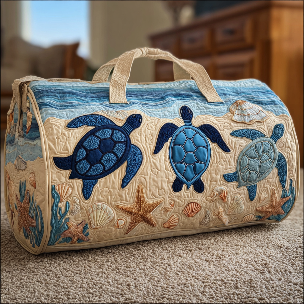 Turtle Dream Quilted Duffle Bag Travel Duffle Bags For Women Unique Sea Turtle Gifts