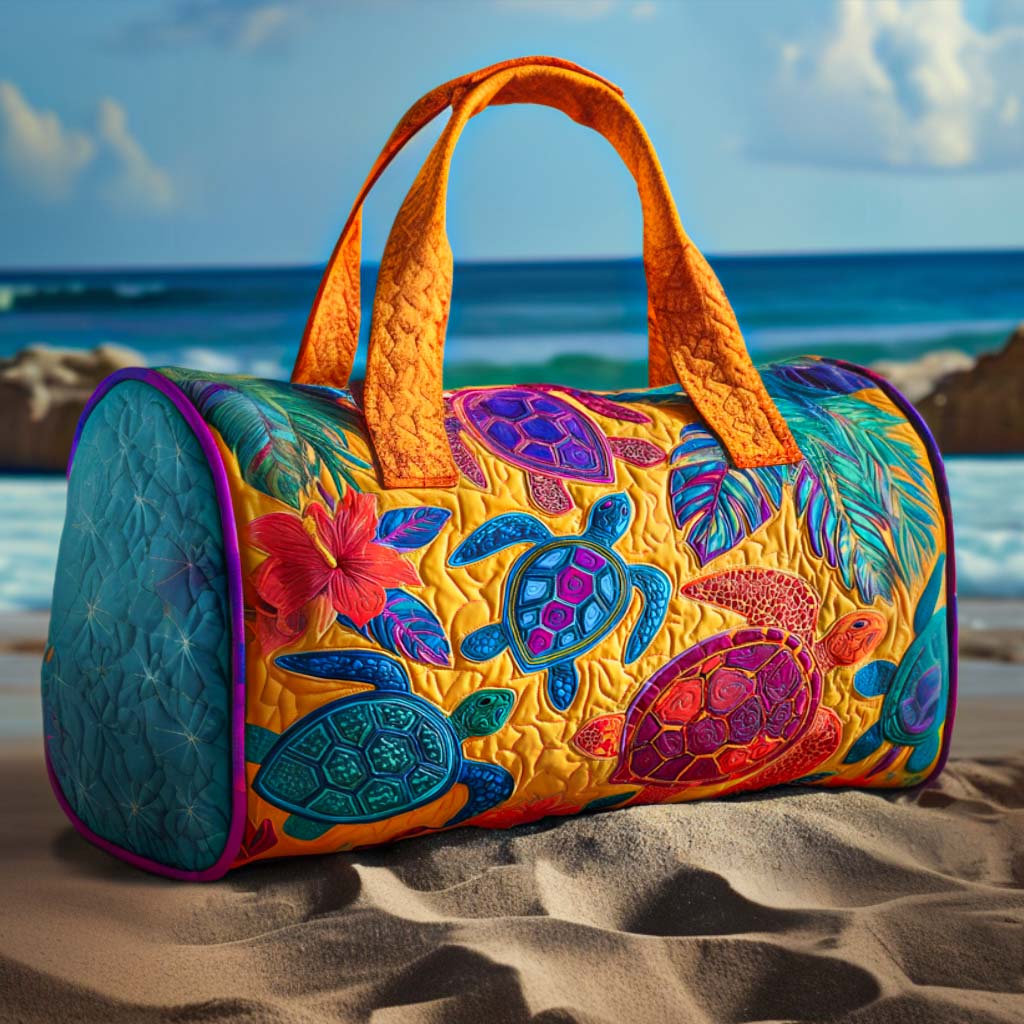 Turtle Fiesta Quilted Duffle Bag Cool Duffle Bags Sea Turtle Gift Ideas