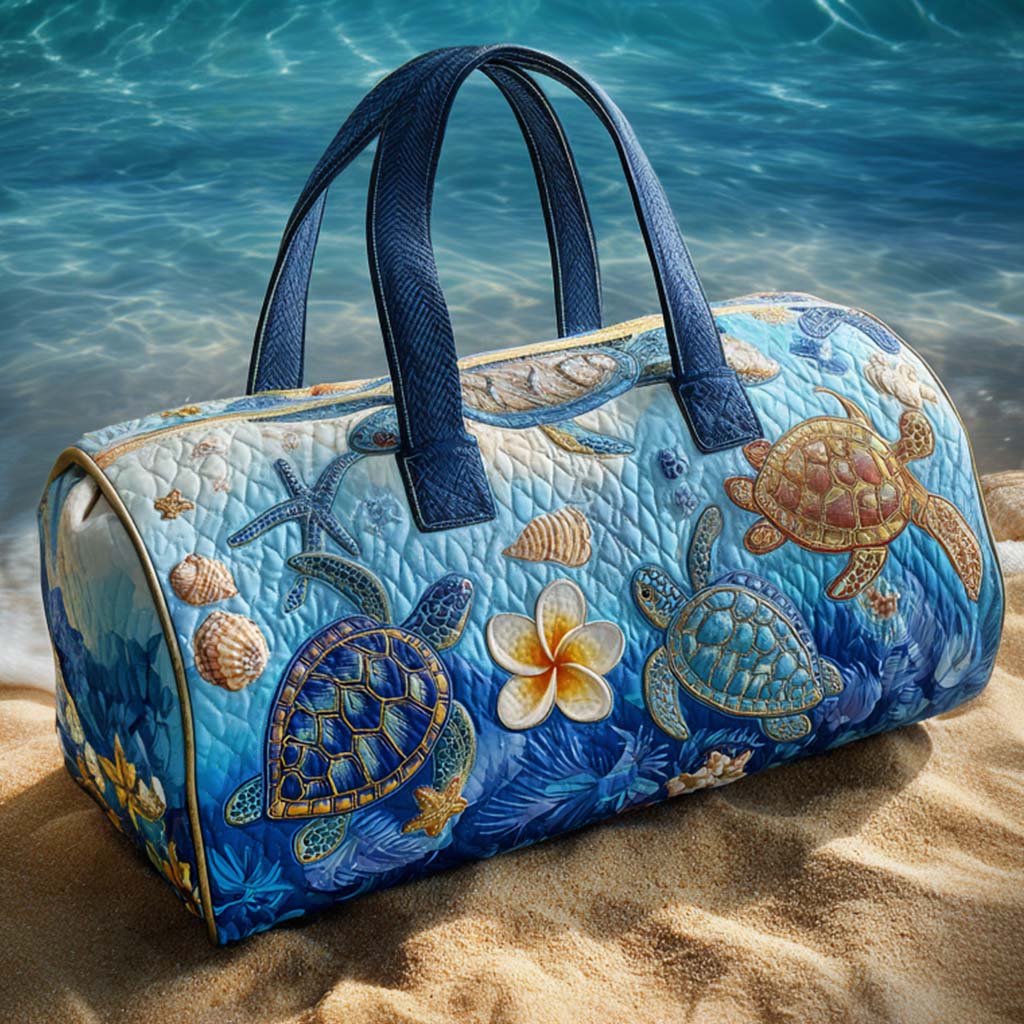 Turtle Paradise Quilted Duffle Bag Womens Large Travel Duffel Bag Sea Turtle Gift Ideas