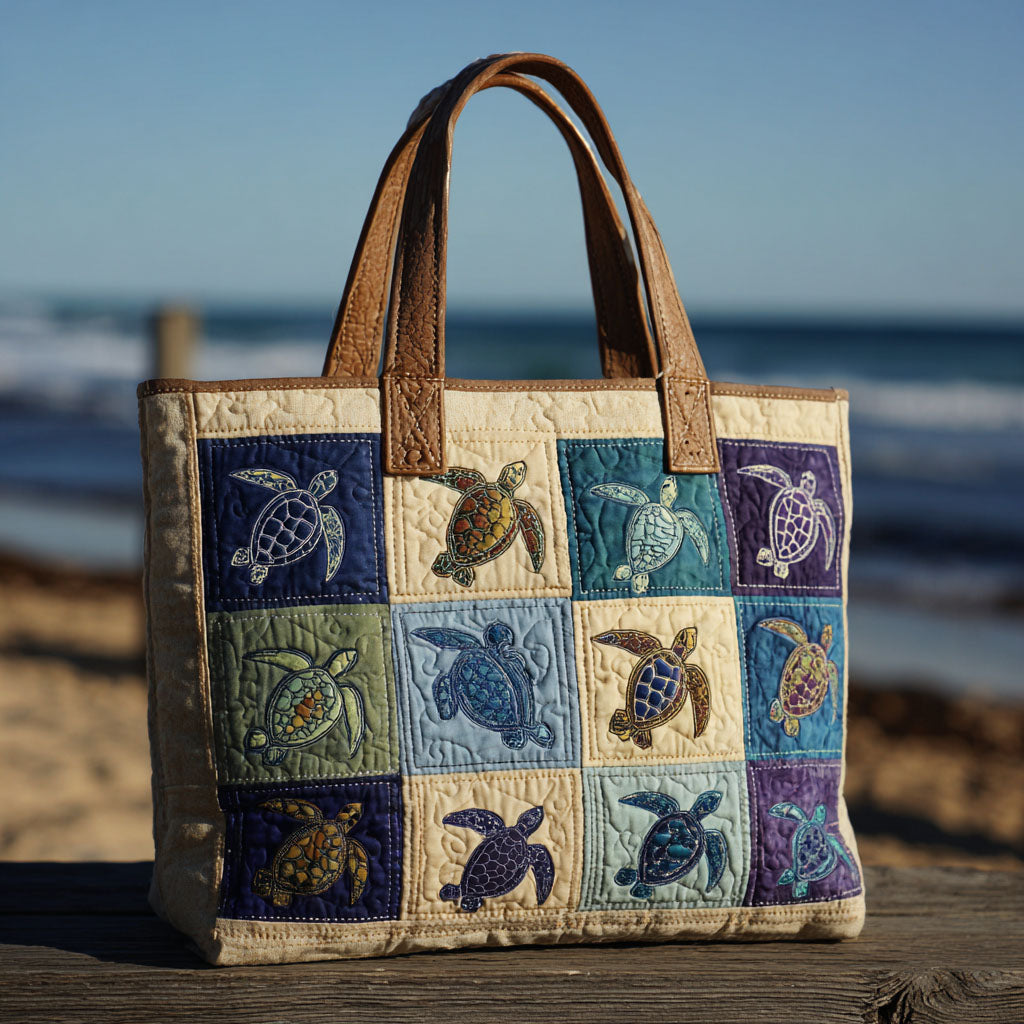 Turtle Tracks Quilted Tote Bag Best Shoulder Bags For Everyday Gift Ideas For Sea Turtle Lovers