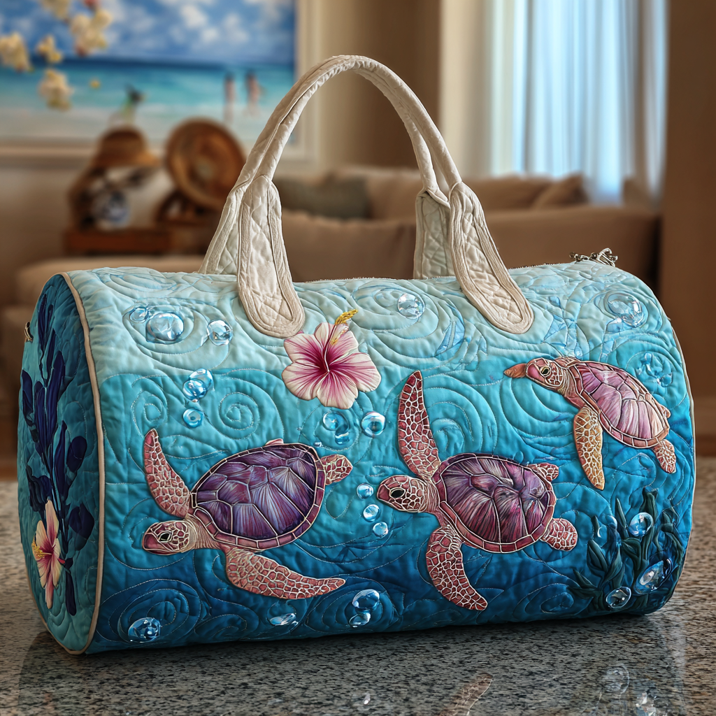 Turtle Wave Quilted Duffle Bag Duffle Bag Travel Sea Turtle Merchandise