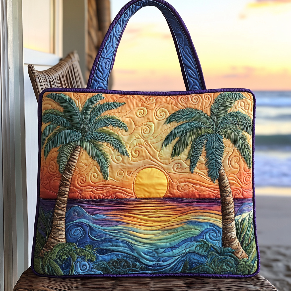 Twilight Glow Quilted Tote Bag Best Shoulder Bag For Women Ocean Beach Themed Presents