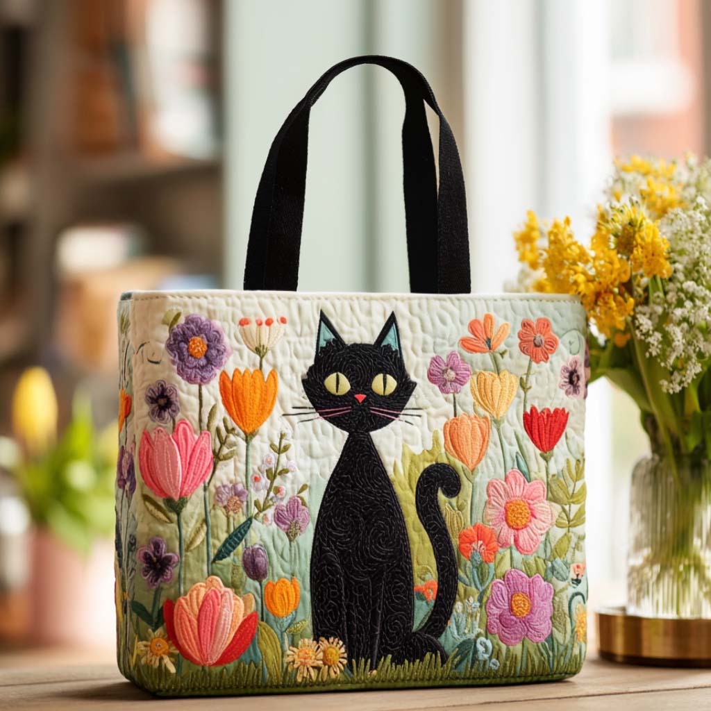 Twilight Meow Quilted Tote Bag Great Tote Bags Unique Best Gifts For Cat Lovers