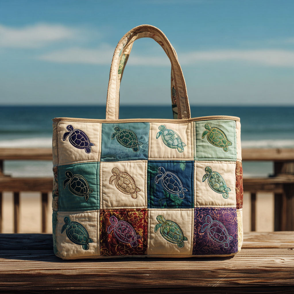 Underwater Explorer Quilted Tote Bag Best Shoulder Bag For Women Sea Turtle Gift Ideas