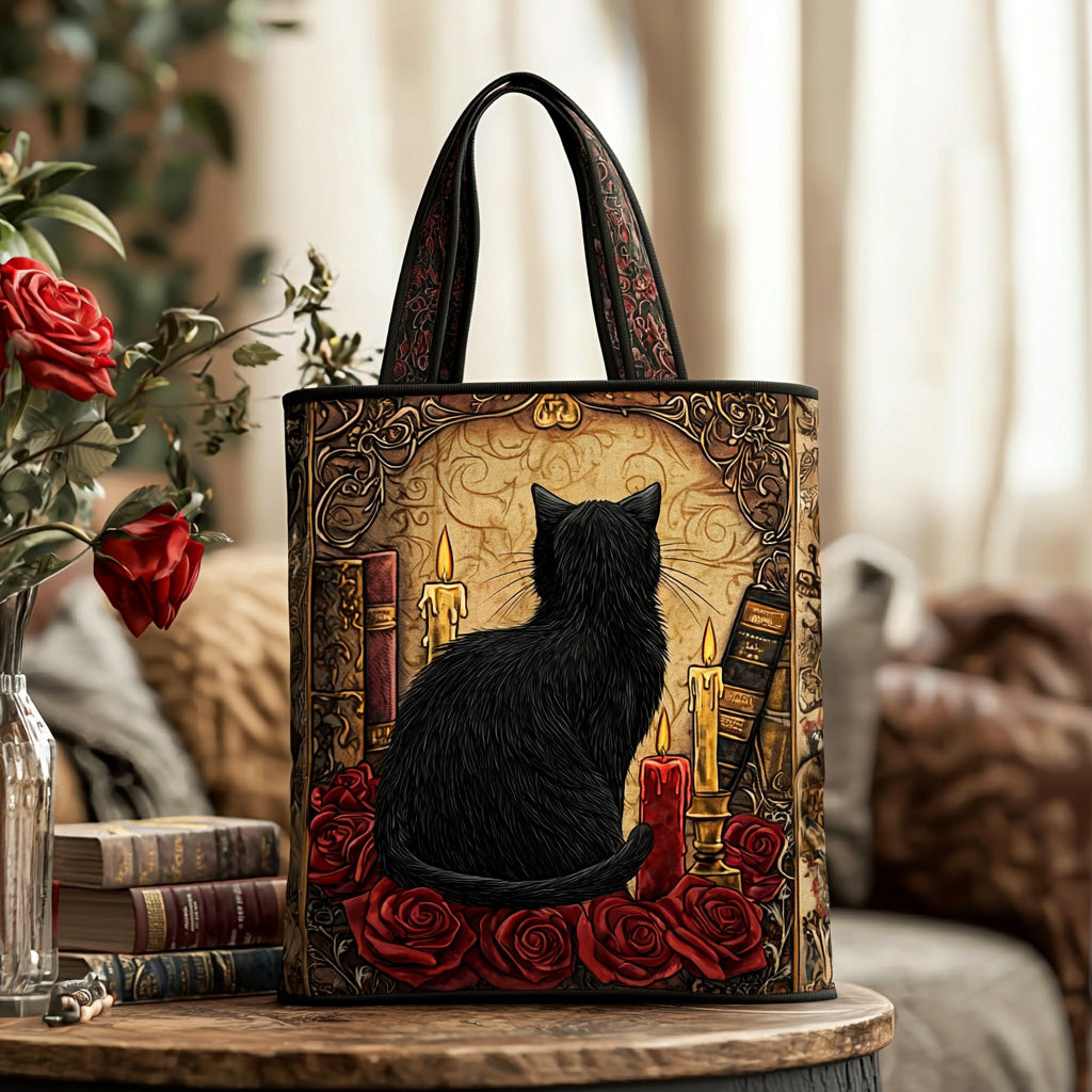 Velvet Panther Quilted Tote Bag Travel Shoulder Bag Gifts For New Cat Owners