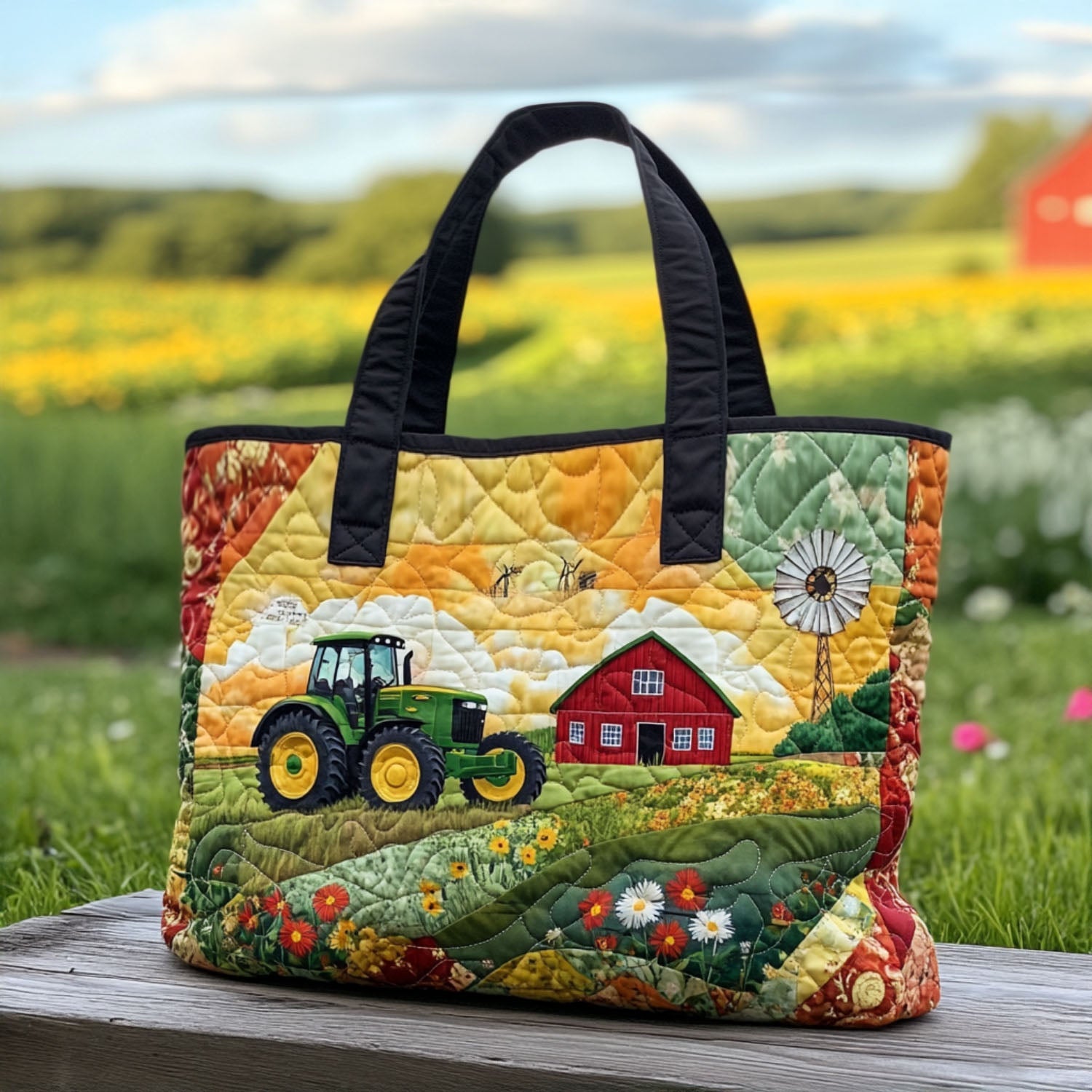Verdant Views Quilted Tote Bag Shoulder Bag Simple Father's Day Gift Ideas
