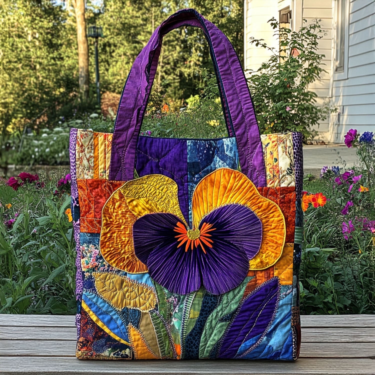 Victorian Violet Quilted Tote Bag Large Tote Bag Mummy Daughter Gifts