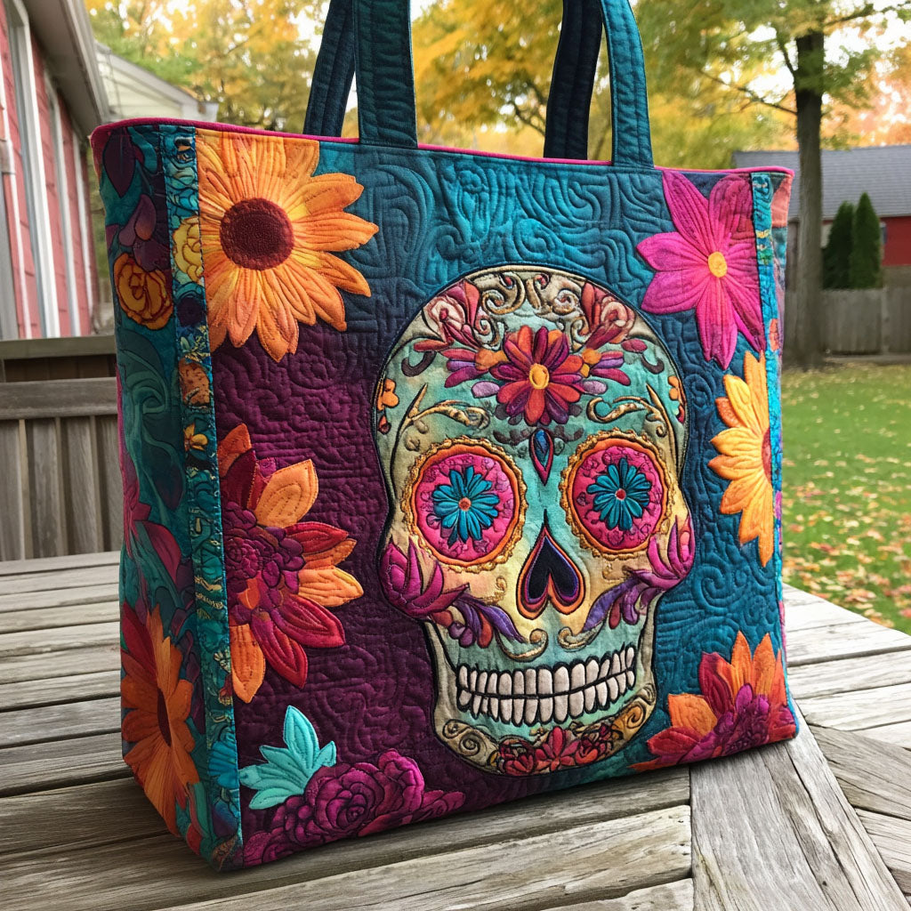 Viva el Recuerdo Quilted Tote Bag Best Handbag For Everyday Use Day Of The Dead Gift Ideas