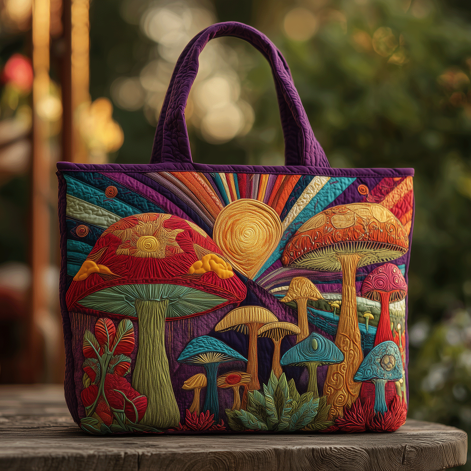 Vivid Fungi Quilted Tote Bag Best Quality Tote Bags Cool Mushroom Gifts