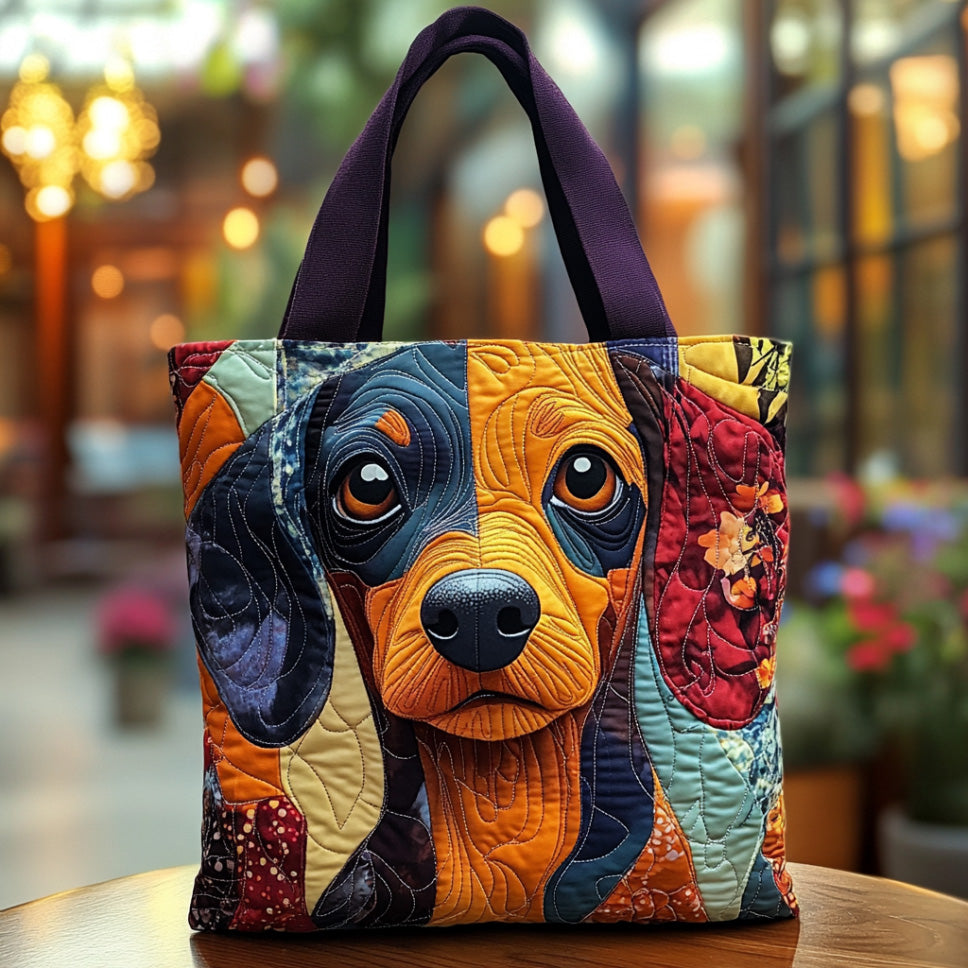 Wagging Wonders Quilted Tote Bag Vintage Shoulder Bag Dachshund Gifts For Mom