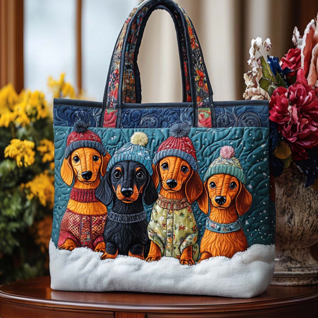 Warm Paws Quilted Tote Bag Handbags Dachshund Products