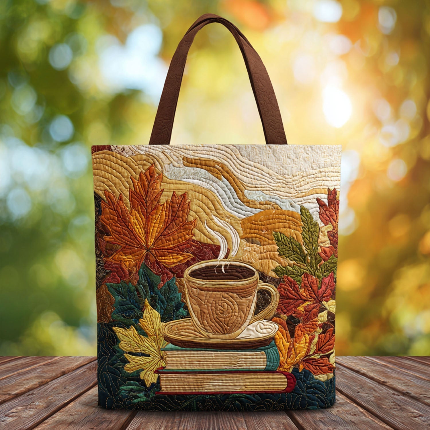 Warm Sip Wonder Quilted Tote Bag Top Tote Bags Book Themed Gift Items