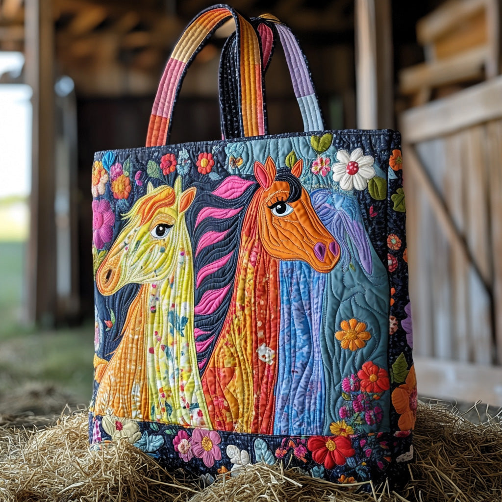 Whinny Pop Quilted Tote Bag Best Shoulder Tote Bag Gifts For Horse Trainers