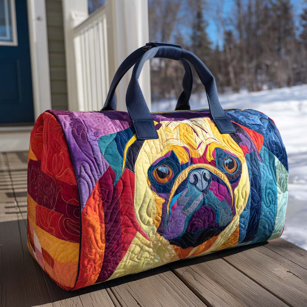 Wiggly Pug Quilted Duffle Bag Black Hole Duffel Gifts For Dog Parents