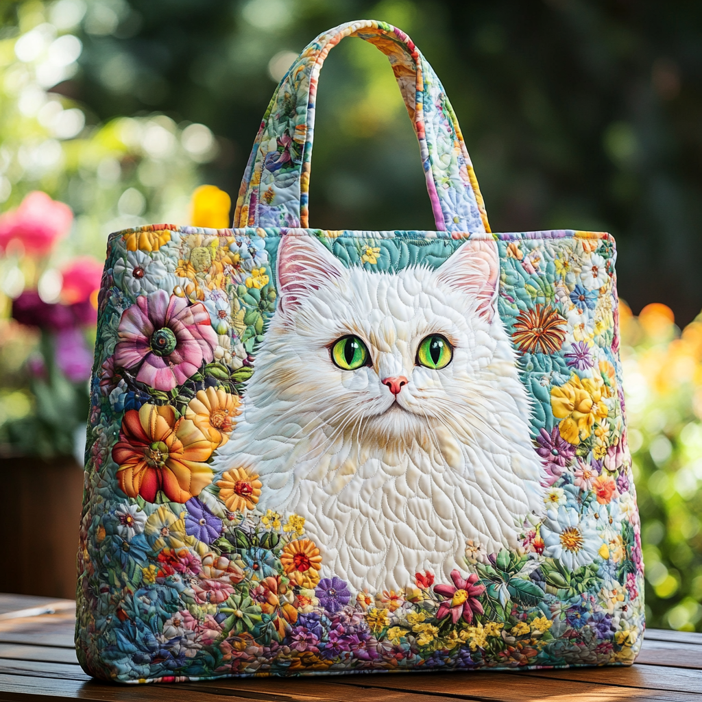 Wild Cat Quilted Tote Bag Everyday Tote Bag Xmas Gifts For Cat Lovers