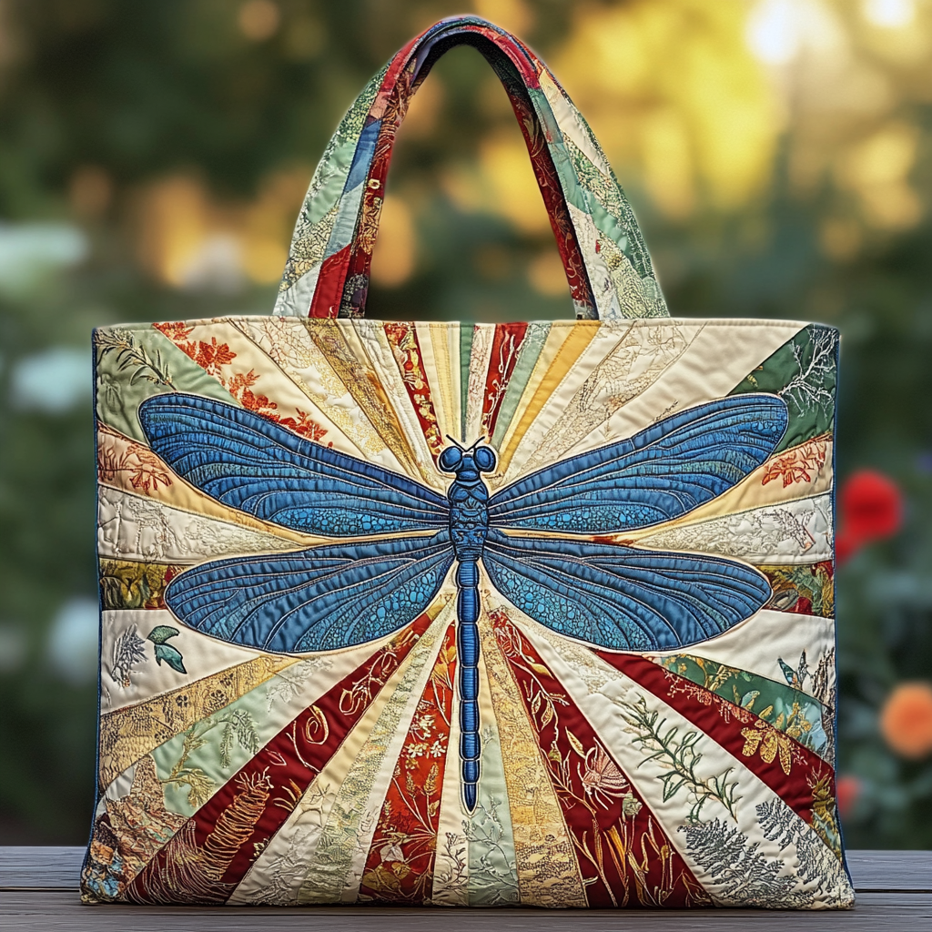 Wild Dragonfly Quilted Tote Bag Best Mom Tote Bag Dragonfly Themed Gift Items