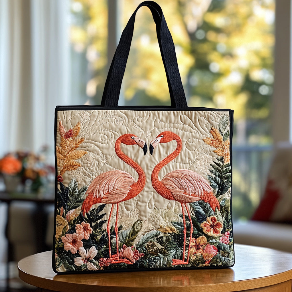 Wild Flamingo Quilted Tote Bag Handbags Flamingo Teacher Gift