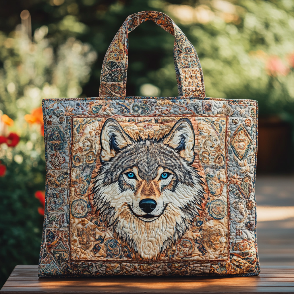 Wild Wolf Quilted Tote Bag Most Popular Tote Bags Best Birthday Gifts For Mothers